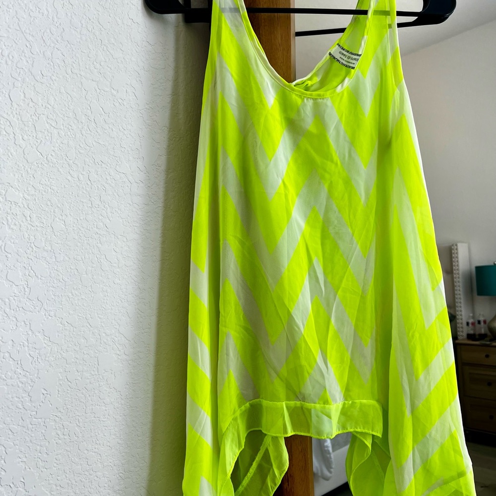 Neon Yellow Chevron Women's Tank with Bow Back